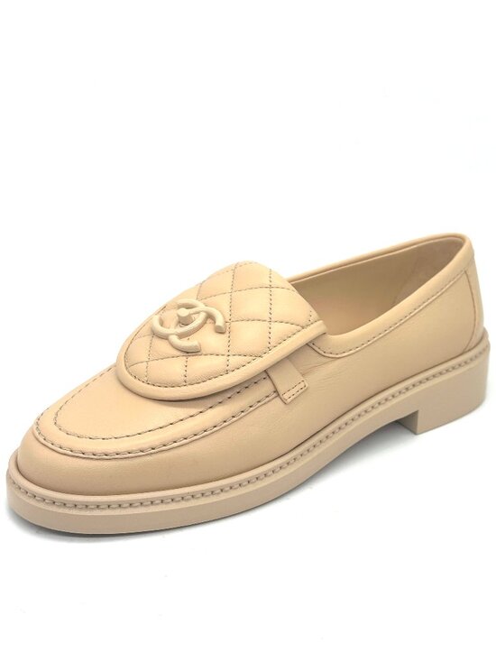 CHANEL Shoes - CHANEL 24C Leather Quilted Tab Turn Lock Turnlock CC Loafer Moccasin Flat Shoes